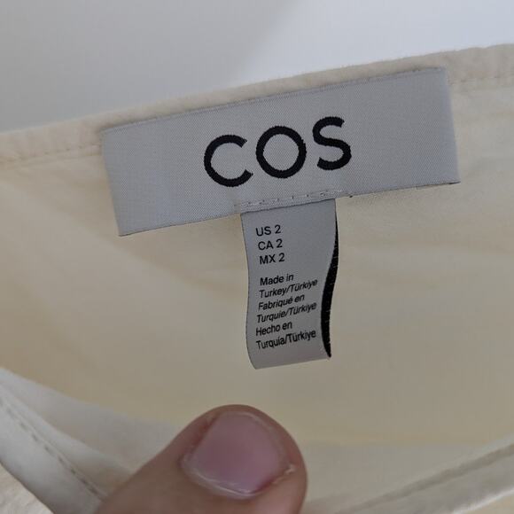 COS White Sleeveless A-Line Dress Cotton Tunic Sz 2 Pockets Minimalist Old Money - Picture 6 of 8